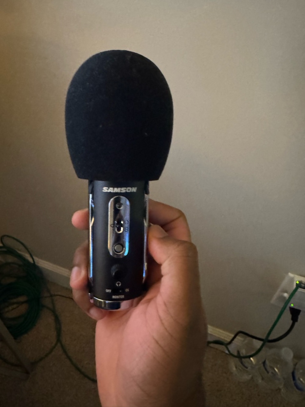 Black Handheld USB Microphone with Wind Screen